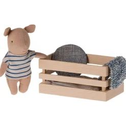 Maileg Pig in Box, Baby Blue