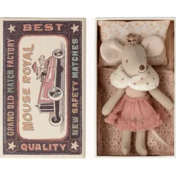 Maileg Princess Mouse, Little Sister in Matchbox- Pink
