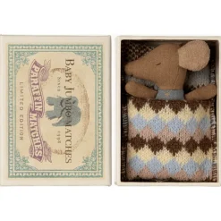 Maileg Sleepy Wakey Baby Boy Mouse In Matchbox 2024-Blue