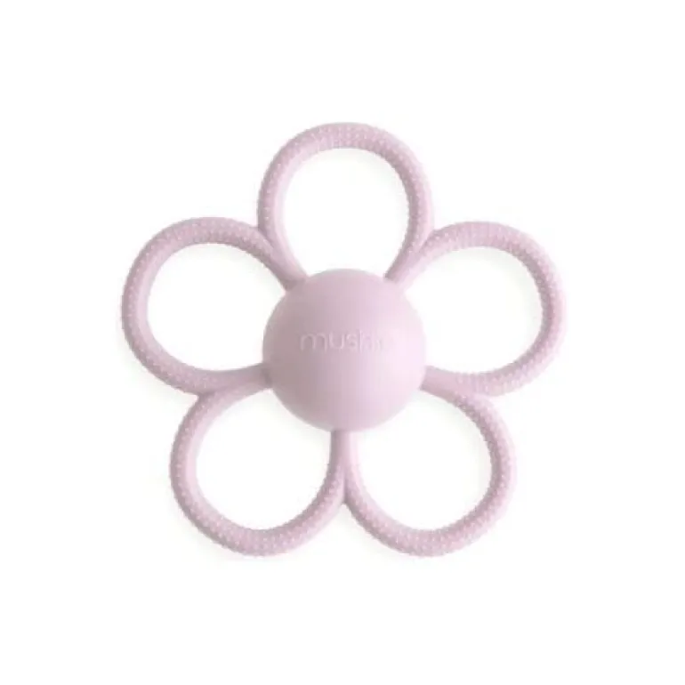 Mushie Daisy Rattle Teether- Soft Lilac