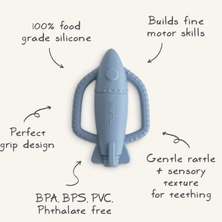 Mushie Rattle Teether- Rocket