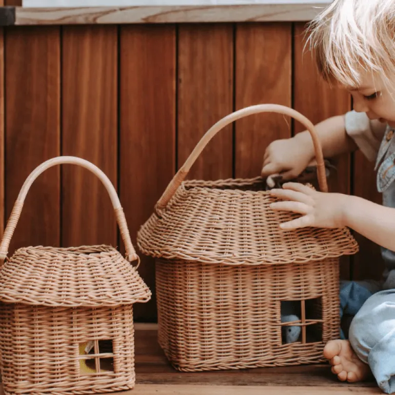 Olli Ella Rattan Hutch Basket- Large