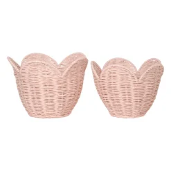 Olli Ella Rattan Lily Basket Set- Blush