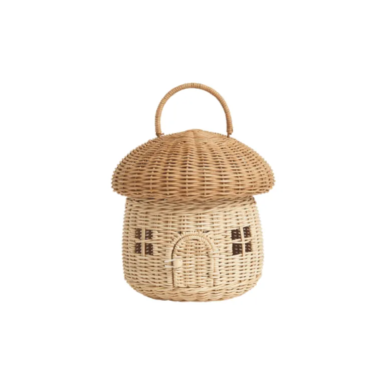 Olli Ella Rattan Mushroom Basket- Straw