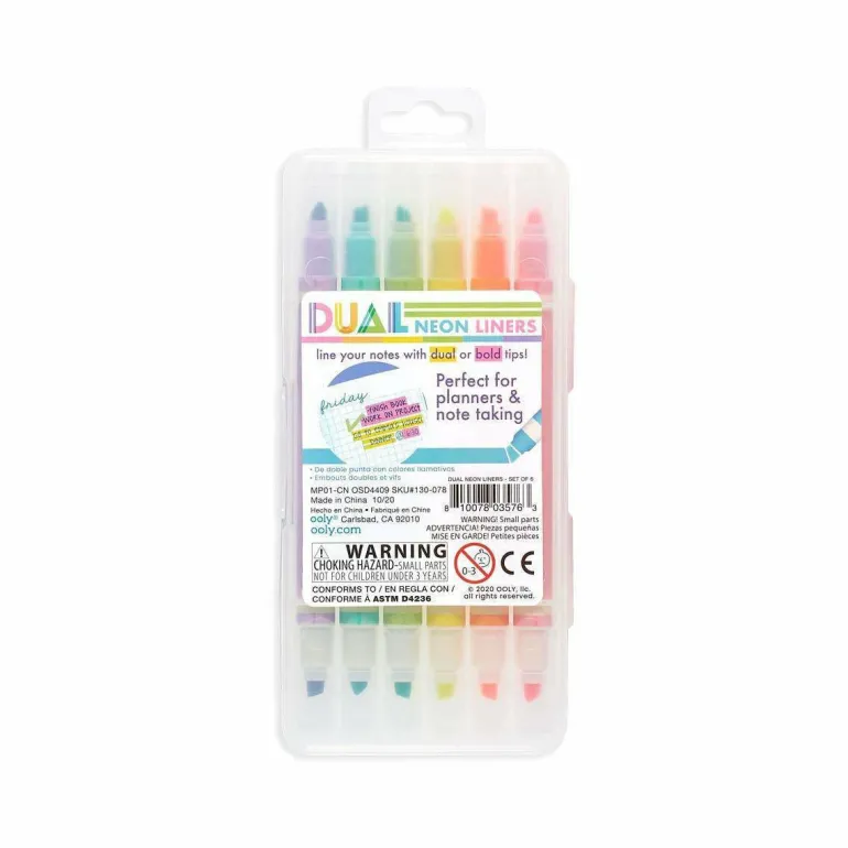 Ooly Dual Liner Double-Ended Highlighters - Set of 6