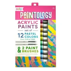 Ooly Paintology Acrylic Paints + 2 Brushes - Pastel Colors