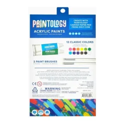 Ooly Paintology Acrylic Paints + 2 Brushes - Classic Colors