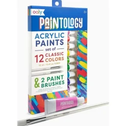 Ooly Paintology Acrylic Paints + 2 Brushes - Classic Colors