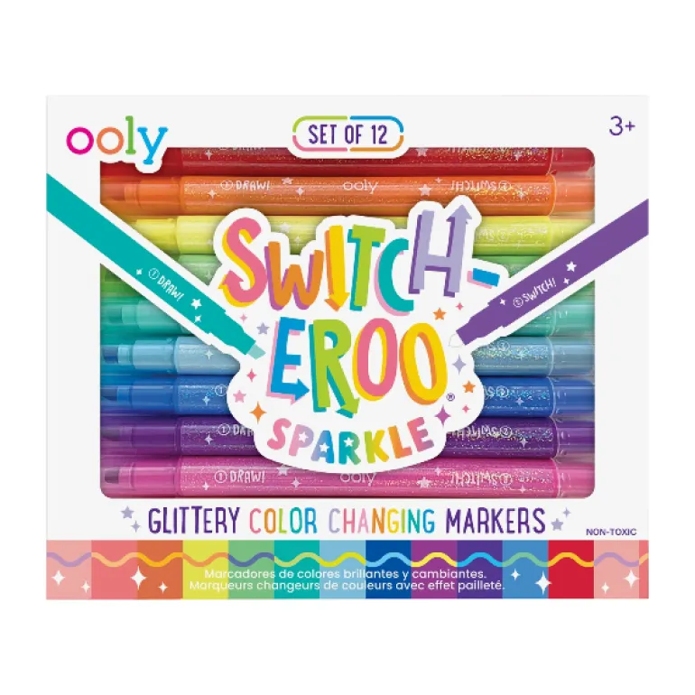 Ooly Switch-Eroo Sparkle Glittery Color Changing Markers- 12 Pc