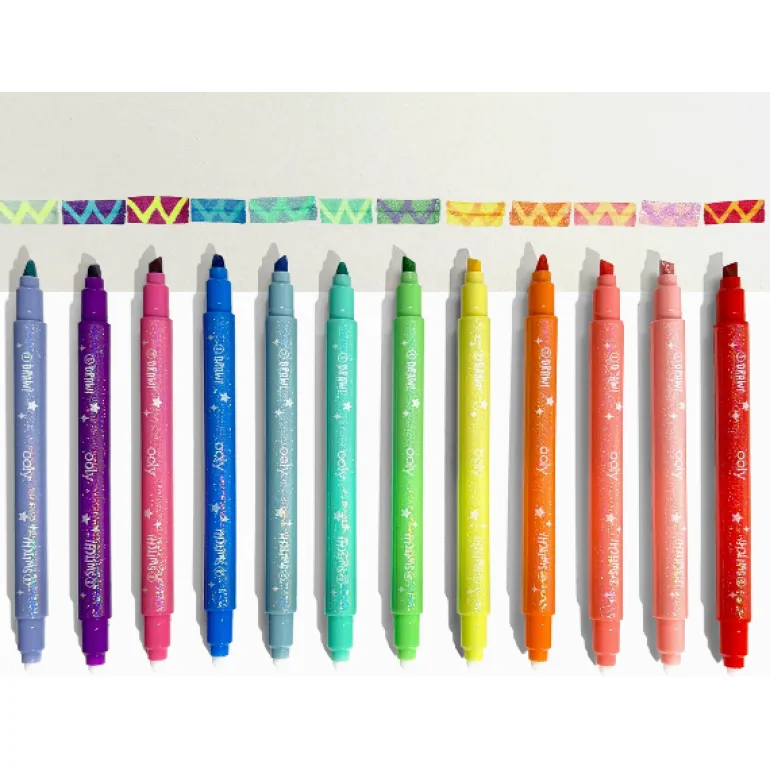 Ooly Switch-Eroo Sparkle Glittery Color Changing Markers- 12 Pc