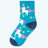 Pacas Kids' Crew Socks - Blue Unicorn
