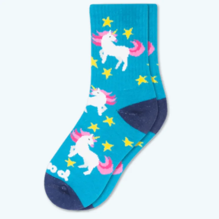 Pacas Kids' Crew Socks - Blue Unicorn