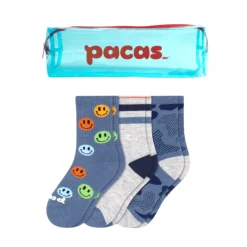 Pacas Kids' Crew Socks 3 Pack- Smiley/Double Stripe/Camo