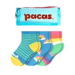 Pacas Toddler Gripper Socks 3 Pack- Rainbow/Stripe
