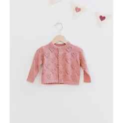 Quincy Mae Knit Cardigan - Lipstick