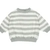 Quincy Mae Relaxed Sweatshirt - Sage Stripe