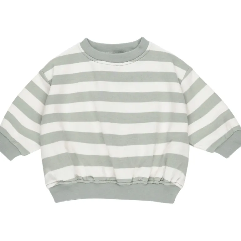 Quincy Mae Relaxed Sweatshirt - Sage Stripe