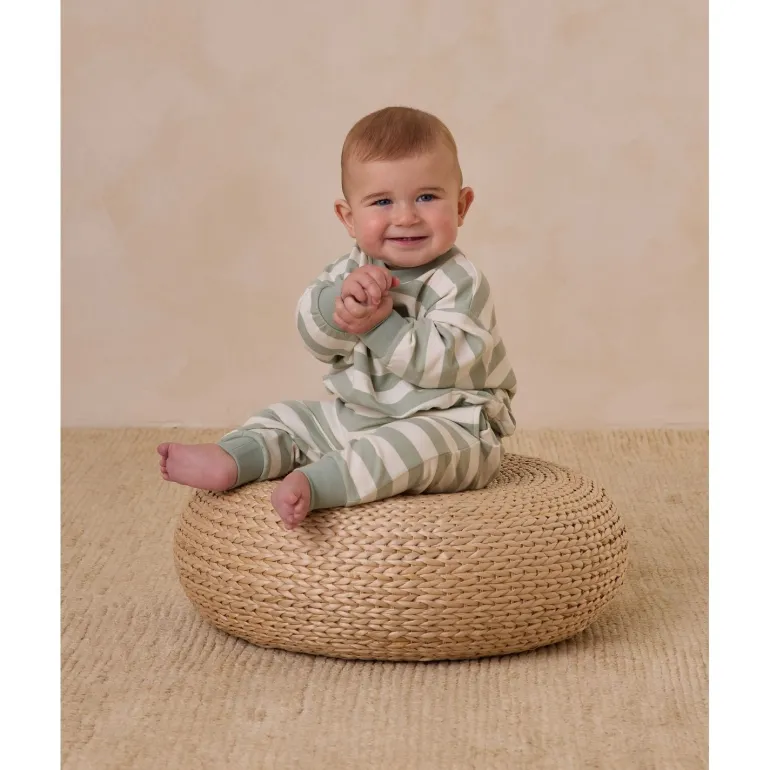 Quincy Mae Relaxed Sweatshirt - Sage Stripe