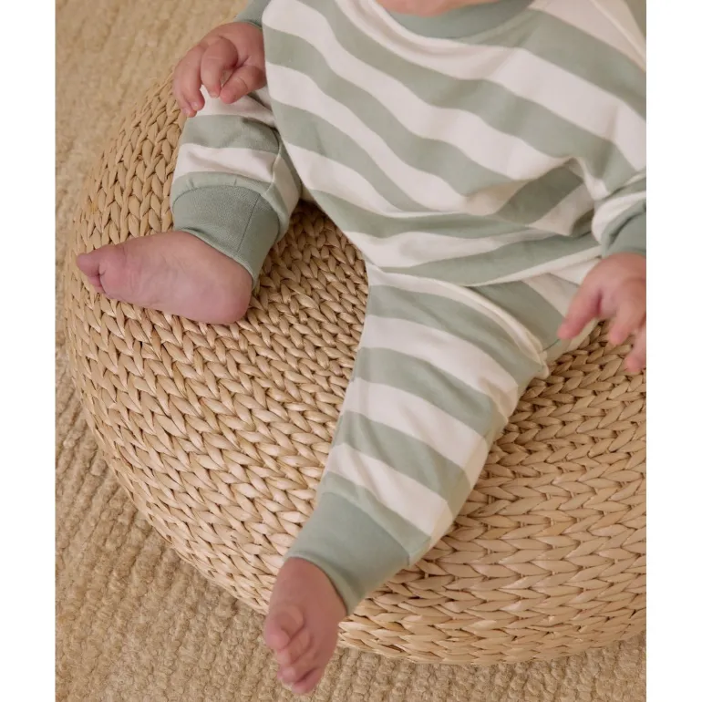 Quincy Mae Relaxed Sweatshirt - Sage Stripe