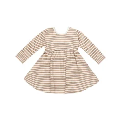 Quincy Mae Ribbed Long Sleeve Dress - Golden Stripe