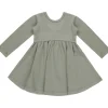 Quincy Mae Ribbed Long Sleeve Dress - Basil