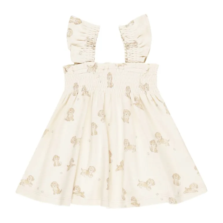 Quincy Mae Smocked Jersey Dress - Puppies