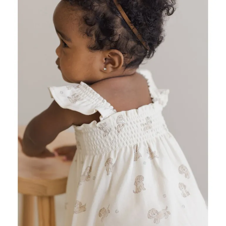 Quincy Mae Smocked Jersey Dress - Puppies