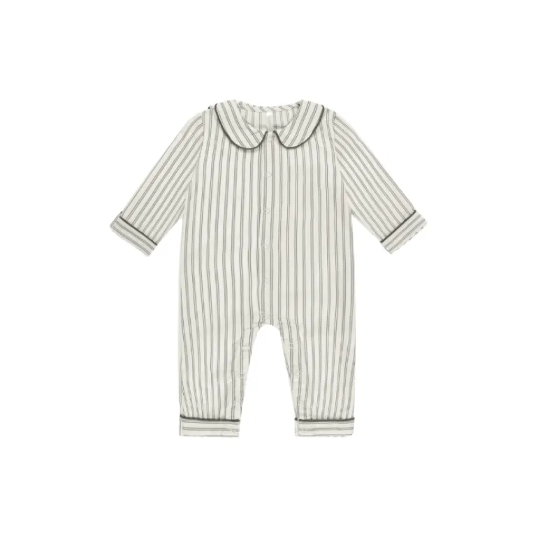 Rylee + Cru Baby Pajama Romper- Forest Pinstripe