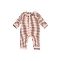 Rylee + Cru Baby Pajama Romper- Brick Gingham