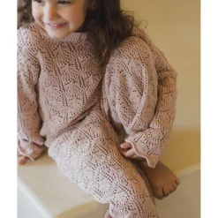 Rylee + Cru Crochet Knit Pant - Rose