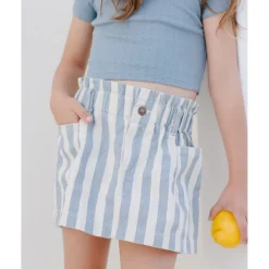 Rylee + Cru Denim Mini Skirt - Ocean Stripe