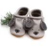 Starry Knight Cute Critter Leather Moccasin- Doggies Gray