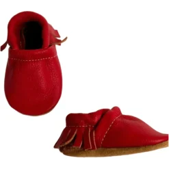 Starry Knight Moccasin Booties- Cherry Red