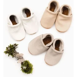 Starry Knight Neutrals Leather Loafers Infant Baby Booties - Milk