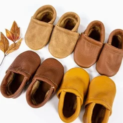 Starry Knight Warm Neutrals Loafer Leather Baby Booties - Sahara