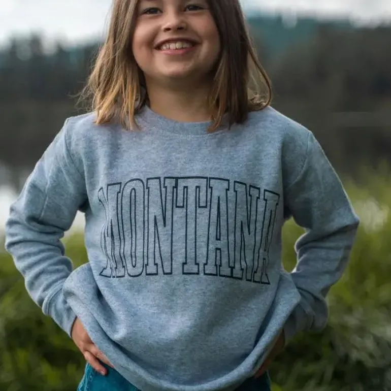 The Montana Scene- Montana Kids Sweatshirt - Heather Grey