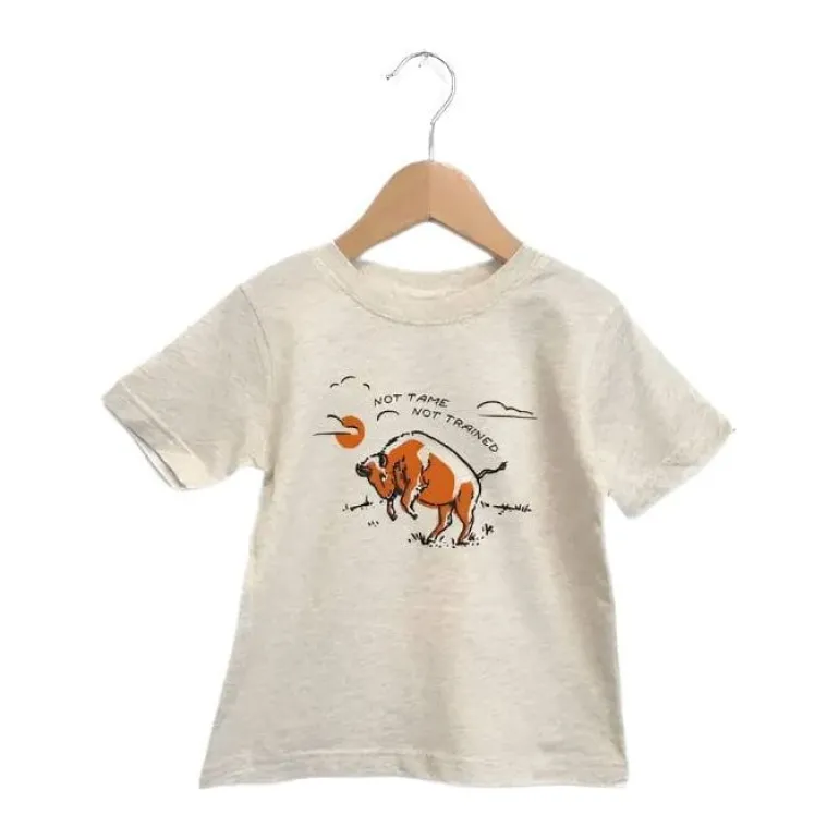 The Montana Scene- Not Tame Bison Toddler Tee - Heather Natural