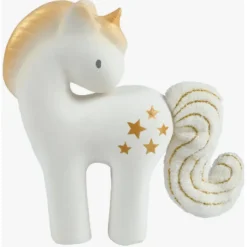 Tikiri - Shining Stars Unicorn Natural Rubber Rattle with Crinkle Wings