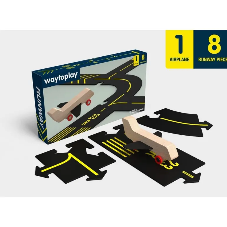 Waytoplay Airport Set with Wooden Airplane