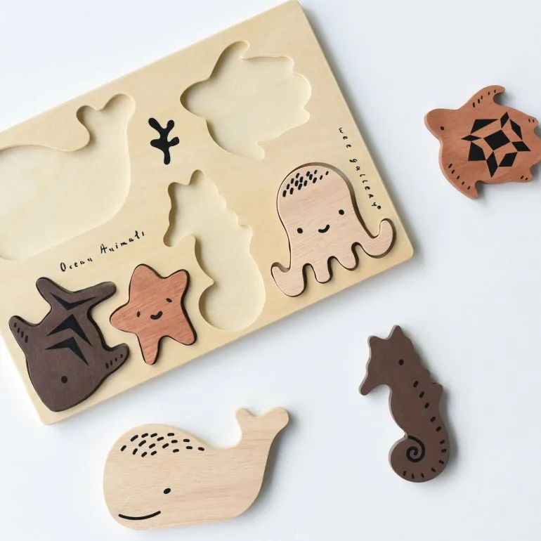 Wee Gallery Wooden Tray Puzzle - Ocean Animals 2nd Edition