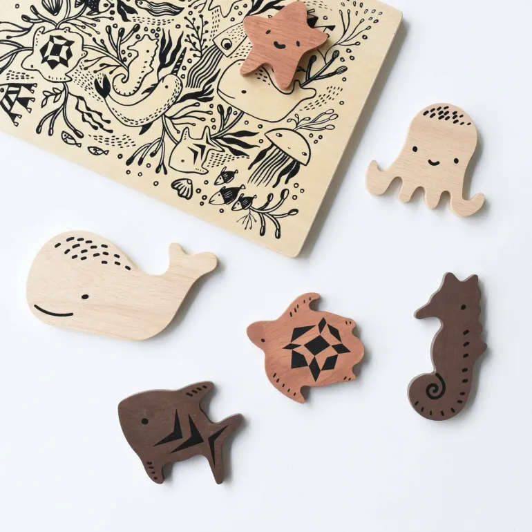 Wee Gallery Wooden Tray Puzzle - Ocean Animals 2nd Edition
