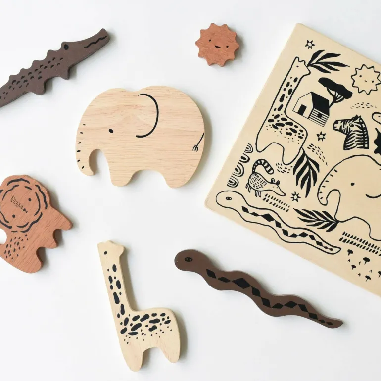 Wee Gallery Wooden Tray Puzzle - Safari Animals 2nd Edition