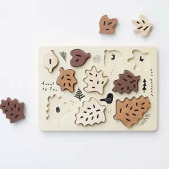 Wee Gallery Wooden Tray Puzzle - Count to 10 Leaves